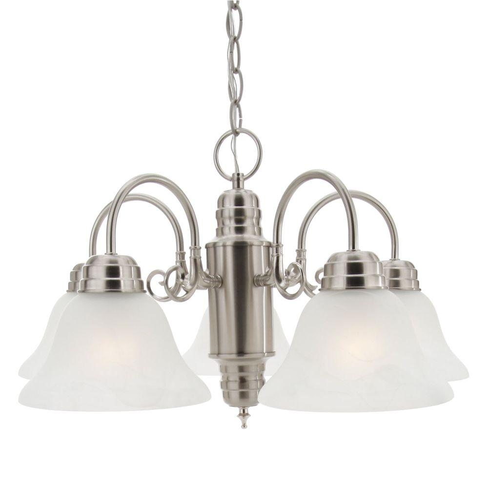 Design House Millbridge 5 Light Satin Nickel Chandelier 511535 The   Satin Nickel Finish With Alabaster Glass Shades Design House Chandeliers 511535 64 1000 