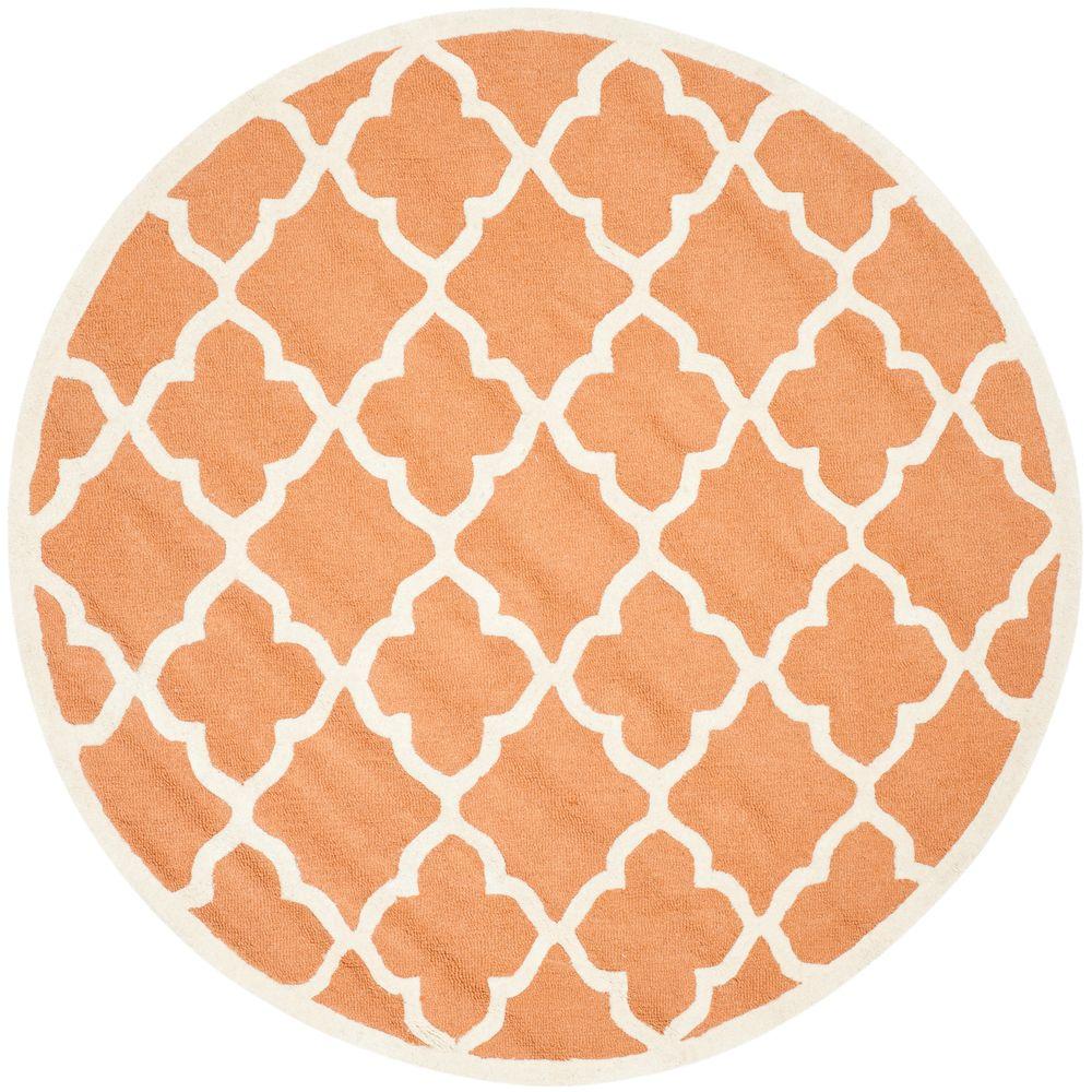 Safavieh Cambridge Coral Ivory 6 Ft X 6 Ft Round Area Rug Cam312w 6r The Home Depot