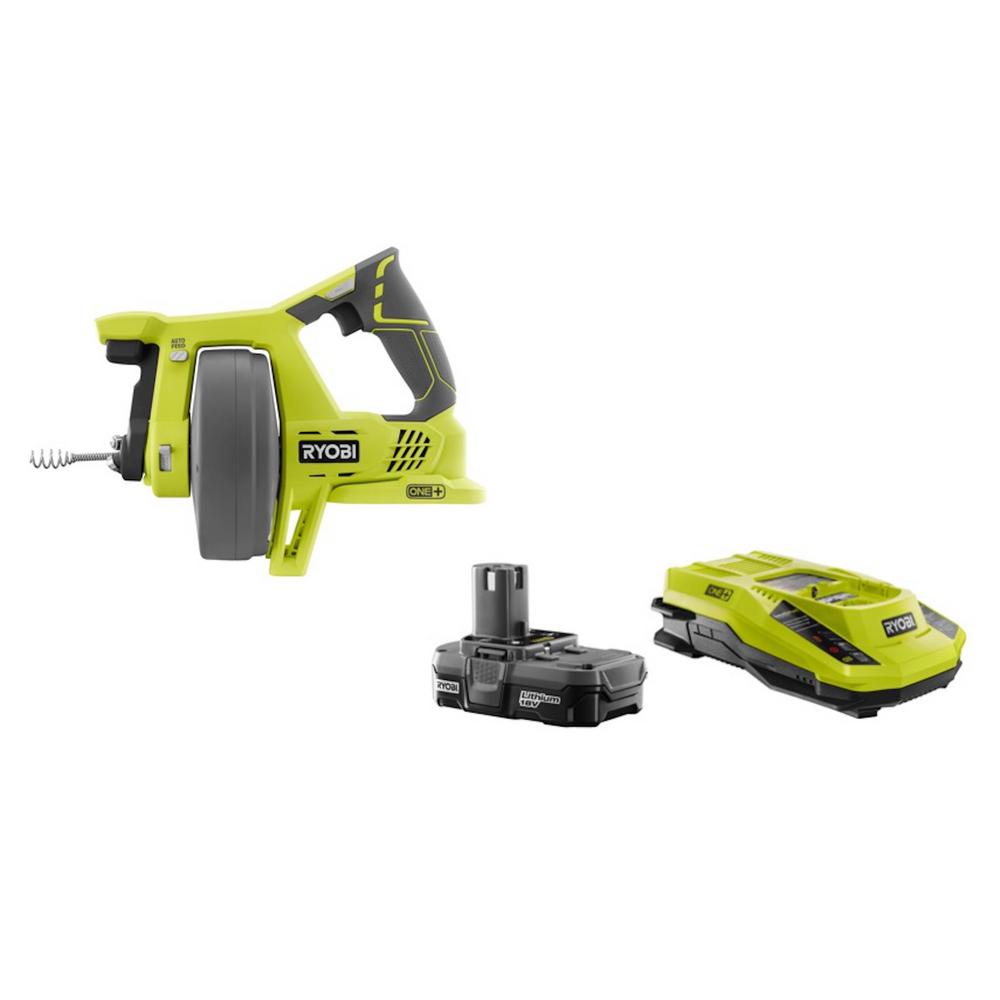 Ryobi 18-Volt ONE+ Drain Auger + 18-Volt ONE+ Lithium-Ion Battery and... by Ryobi