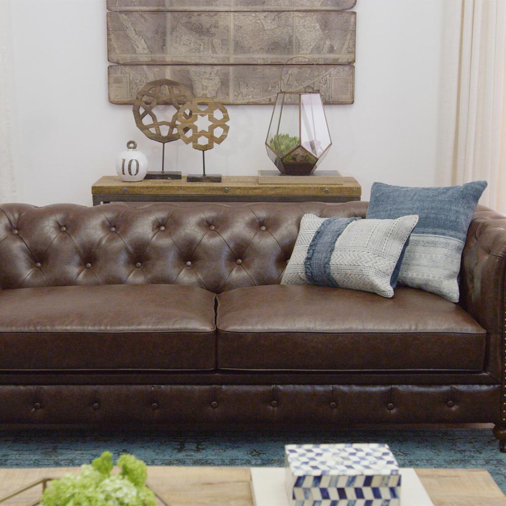Home Decorators Collection Gordon Brown Leather Sofa 0849400760