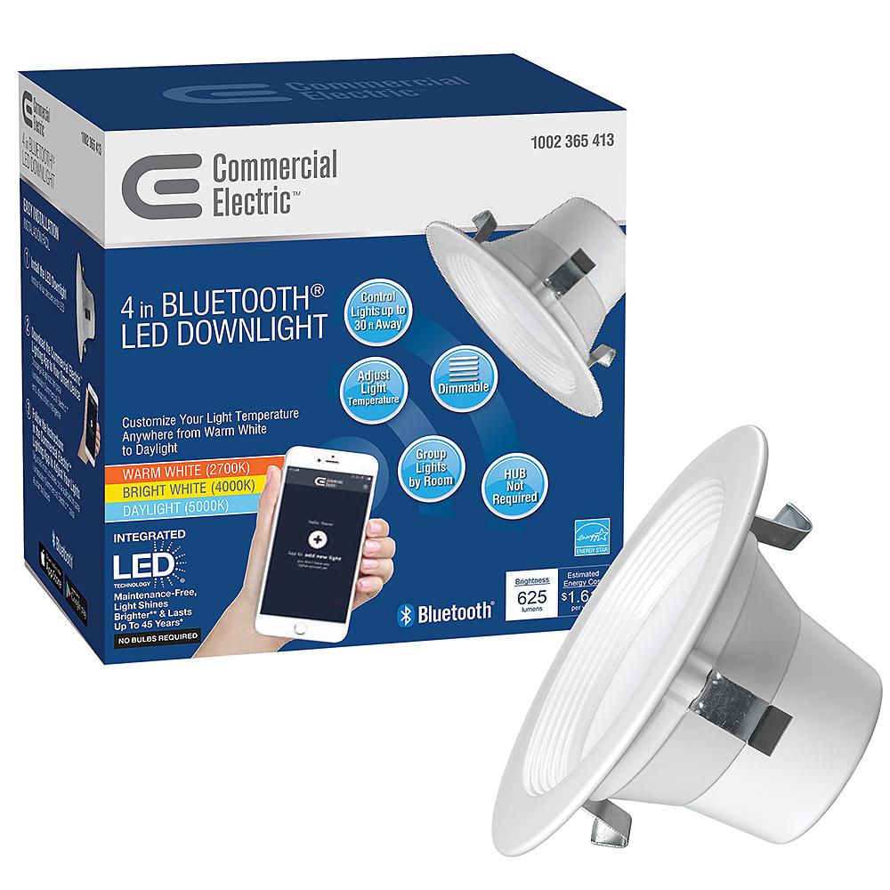 Commercial Electric Bluetooth 4 In Selectable Integrated Led Recessed Lighting All In One Kit 625 Lumens 2700k 4000k 5000k Dimmable 53166301 The Home Depot
