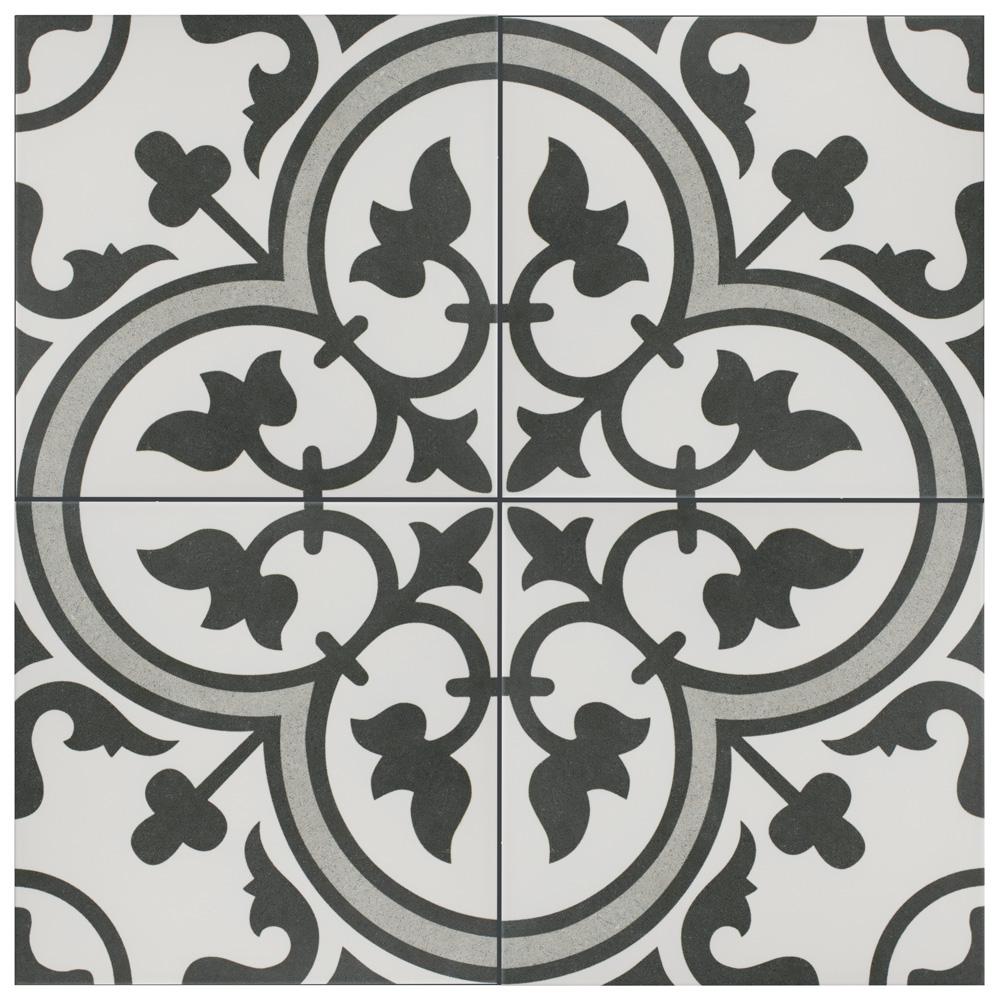 Merola Tile Arte Grey Encaustic 9 3 4 In X 9 3 4 In Porcelain Floor And Wall Tile 11 11 Sq Ft Case Fcd10arg The Home Depot