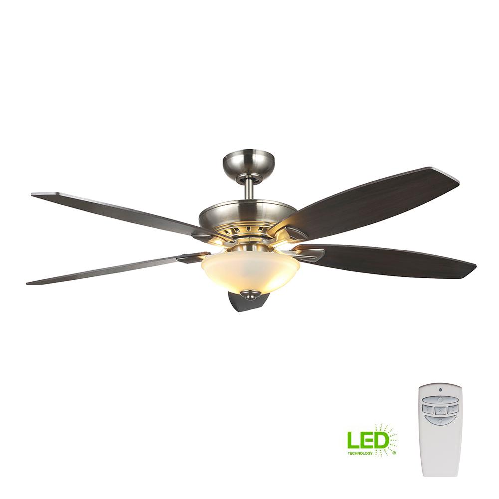 Remote Control Included Ceiling Fans Lighting The Home Depot Led Satin Nickel Dual Mount Ceiling Fan With Light Kit And