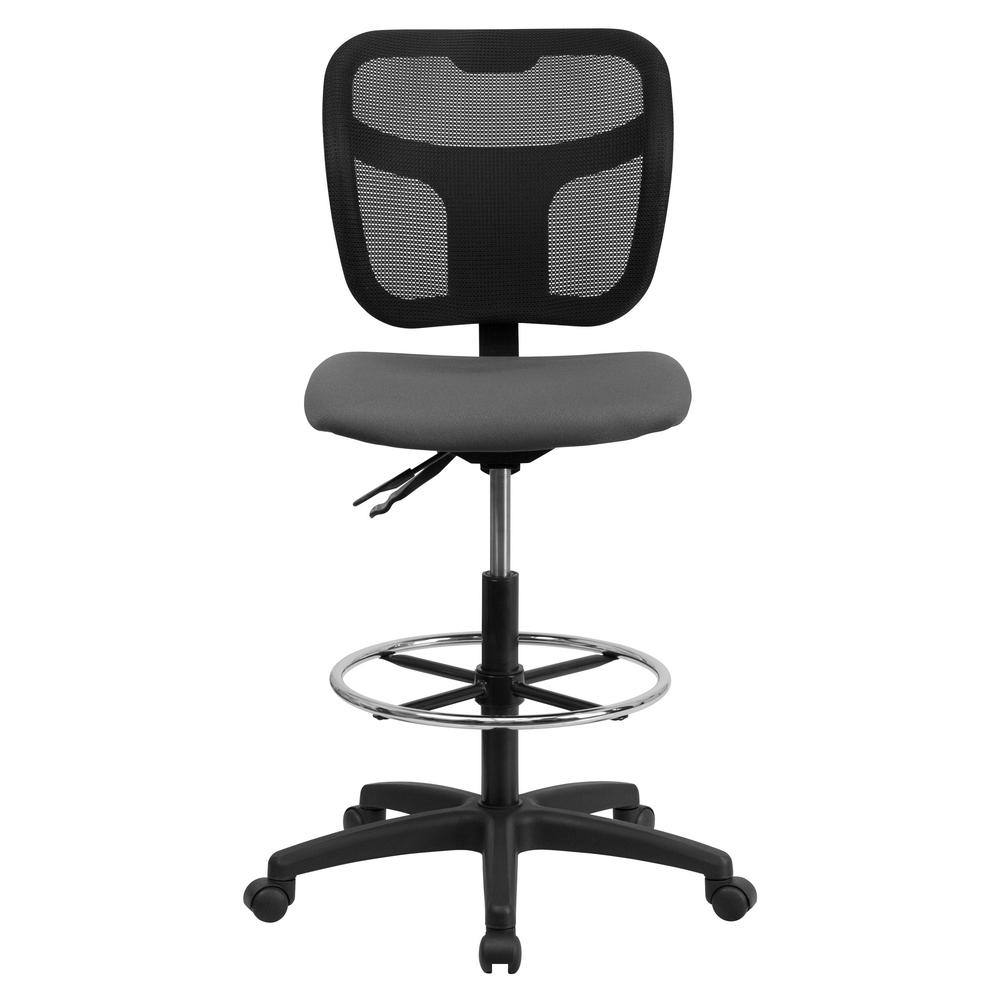 Midback Mesh Drafting Chair With Black Fabric Seat Office