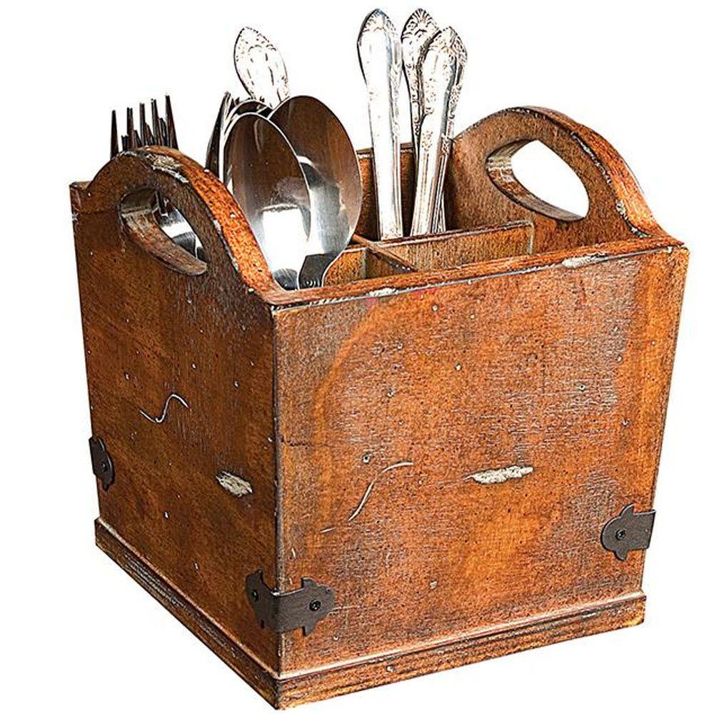 Dorian 7 In H X W Rustic Brown Utensil Holder
