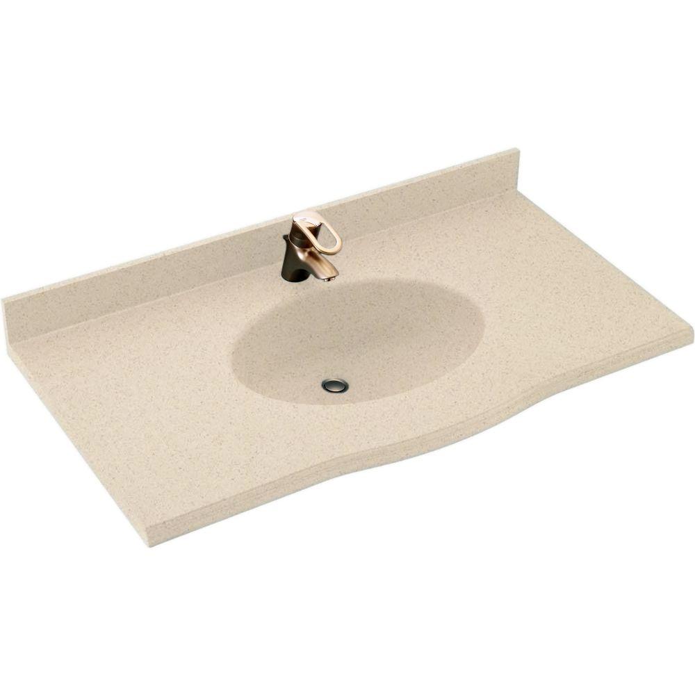 43 Bathroom Vanities Bath The Home Depot Europa 43 In W X 22 5 D Solid Surface Vanity Top With Sink
