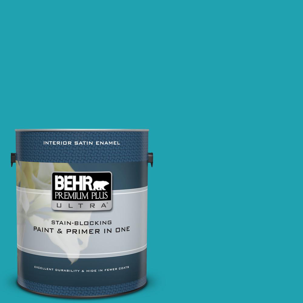 Behr Premium Plus Ultra 1 Gal 510b 6 Blue Jewel Satin Enamel 510b 6 Blue Jewel Satin Enamel Interior