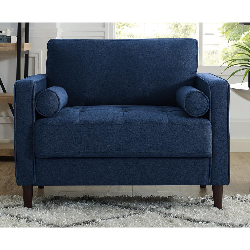 navy blue chair and ottoman