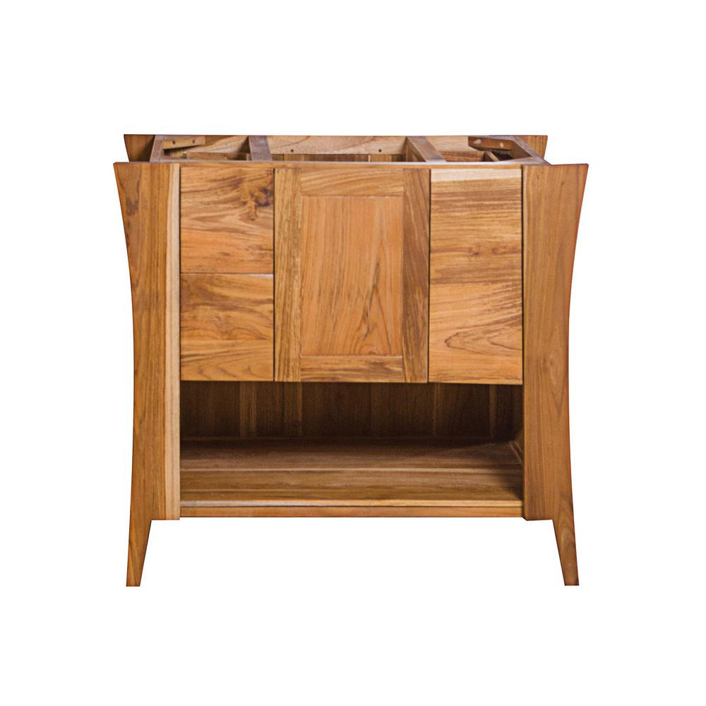 Ecodecors Curvature 36 In L Teak Vanity Cabinet Only Natural
