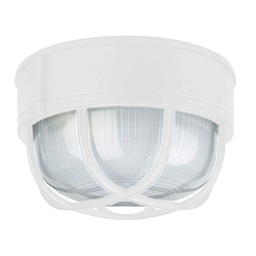 Sunset Hurd 1Light White Outdoor Flush MountF798630 The Home Depot