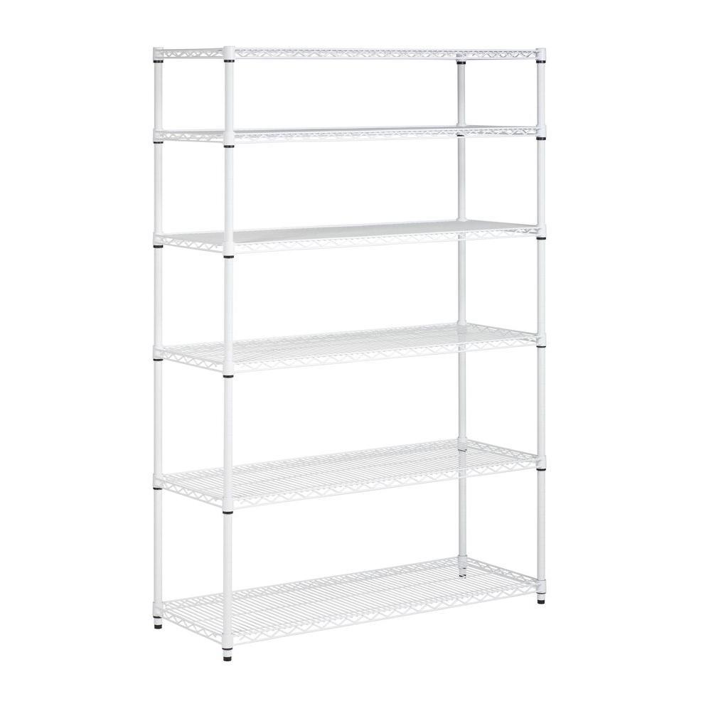 Honey Can Do White 6 Tier Metal Wire Shelving Unit 18 In W X 72 In H X 48 In D Shf 01910 The Home Depot