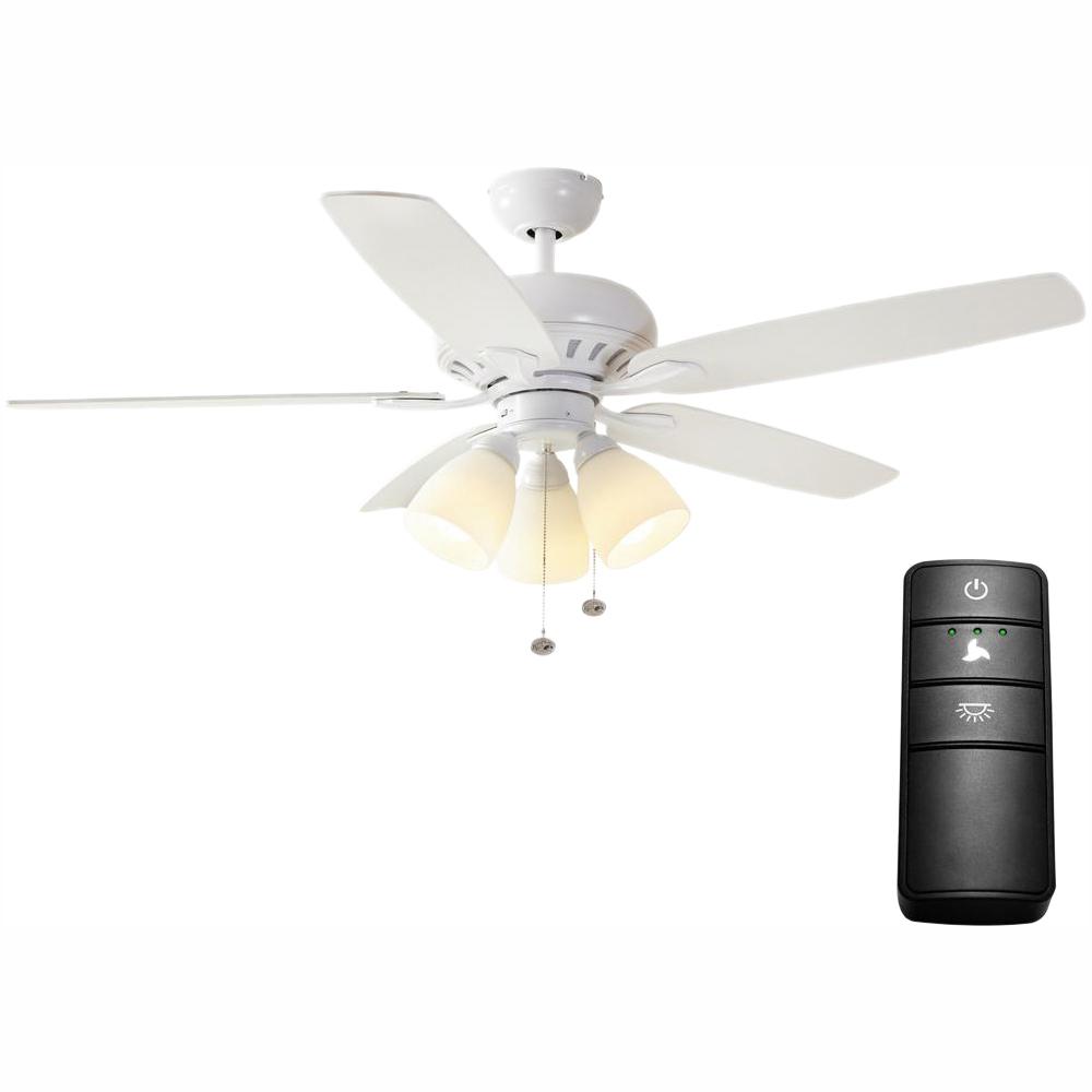 Hampton Bay Rockport 52 In Led Matte White Ceiling Fan With Light Kit And Remote Control