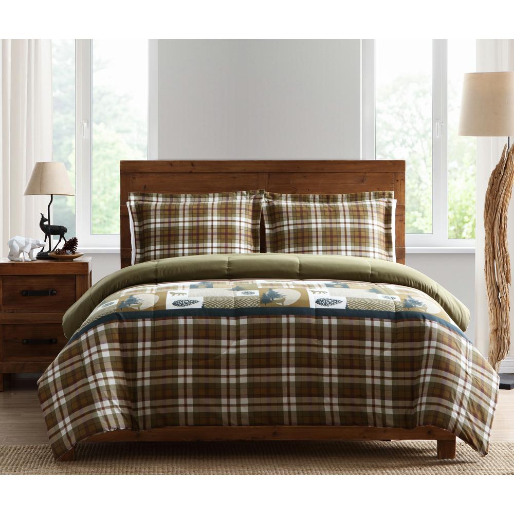 Morgan Home Mount Princeton 3 Piece Twin Plaid Comforter Set