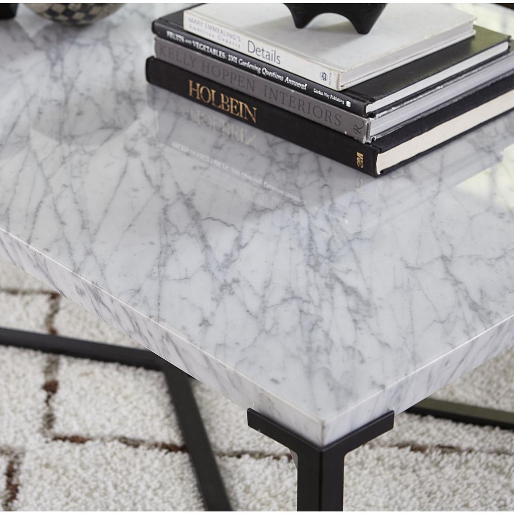 Modus Furniture Saxon Natural Carrara Marble Metal Base Console Saxon Natural Carrara Marble Metal Base
