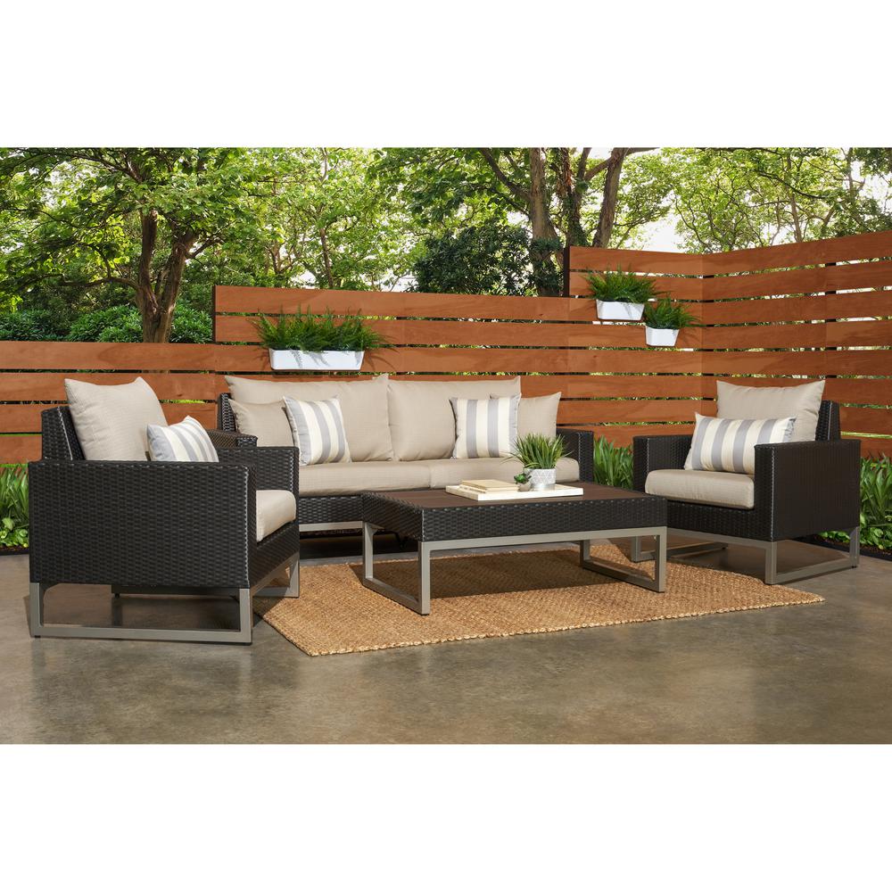Rst Brands Milo Espresso 4 Piece Wicker Patio Deep Seating Rst Brands Milo Espresso 4 Piece Wicker Patio Deep Seating Conversation Set With Slate Grey