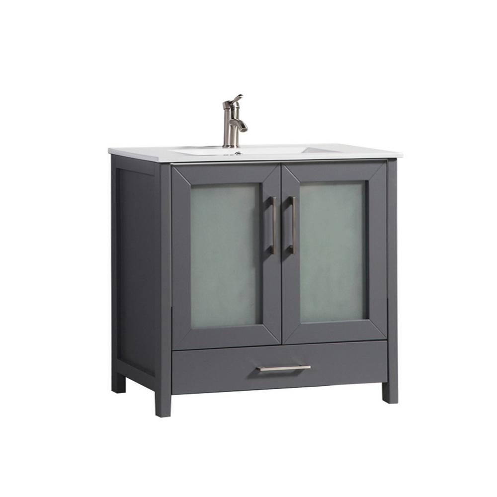 Mtd Vanities Arezzo 36 In W X 18 D H Vanity Grey H Vanity In Grey With Porcelain Top White Basin