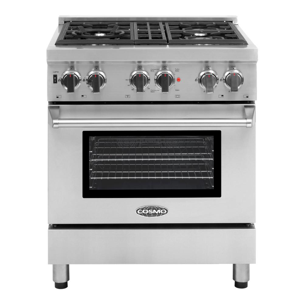 Cosmo CommercialStyle 30 in. 3.9 cu. ft. Dual Fuel Range with 4