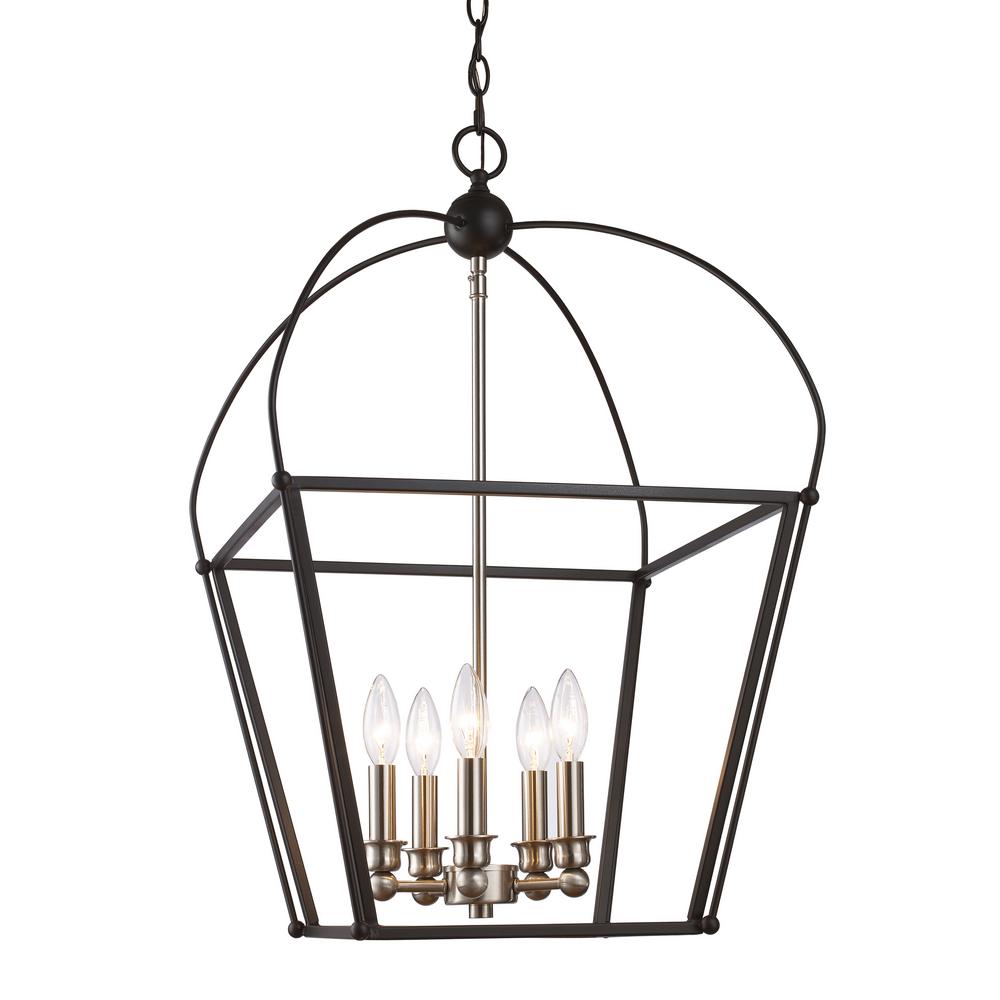 Bel Air Lighting Pendant Lights The Home Depot Agnew 5 Light Black And Brushed Nickel Pendant