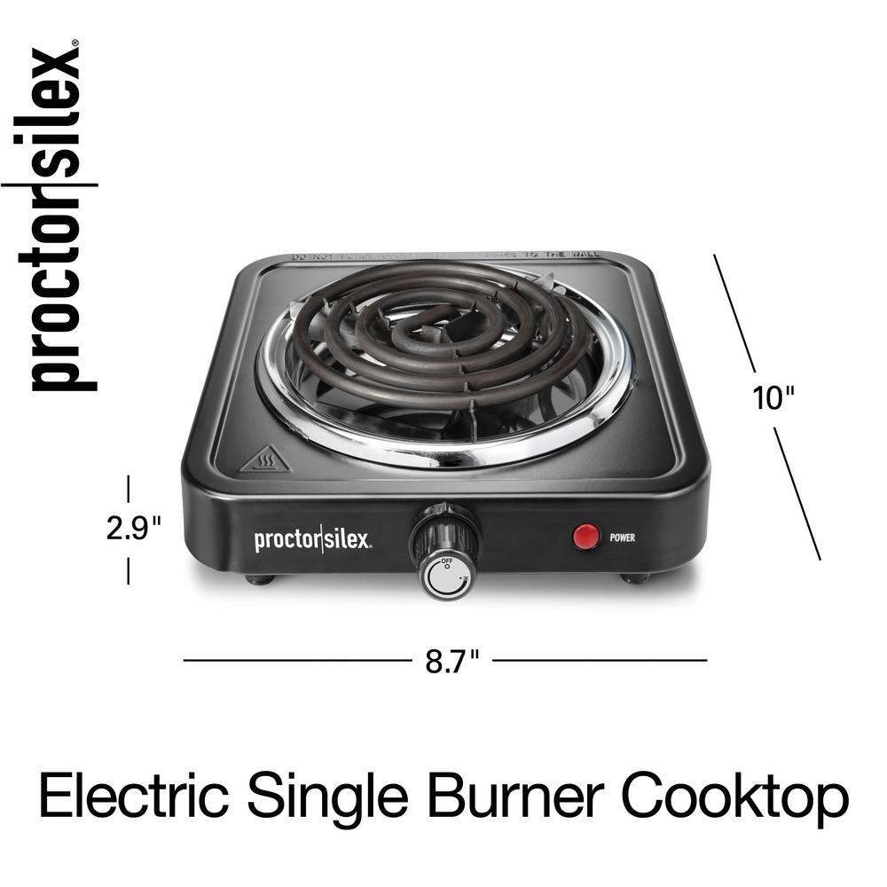 Proctor Silex Single Burner 5 5 In Stainless Steel Black Hot Plate 34105 The Home Depot