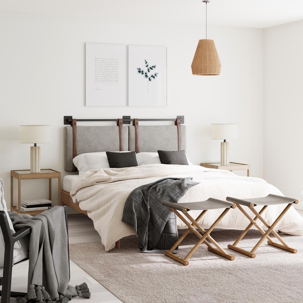 Nathan James Harlow 62 In Queen Wall Mount Gray Upholstered Headboard Adjustable Brown Straps And Black Metal Rail 94102 The Home Depot - Wall Mounted Headboard Nathan James Harlow 62 In Queen Wall Mount Gray Upholstered Headboard Adjustable Brown Straps And Black Metal Rail 94102 The Home Depot - Wall Mounted Headboard