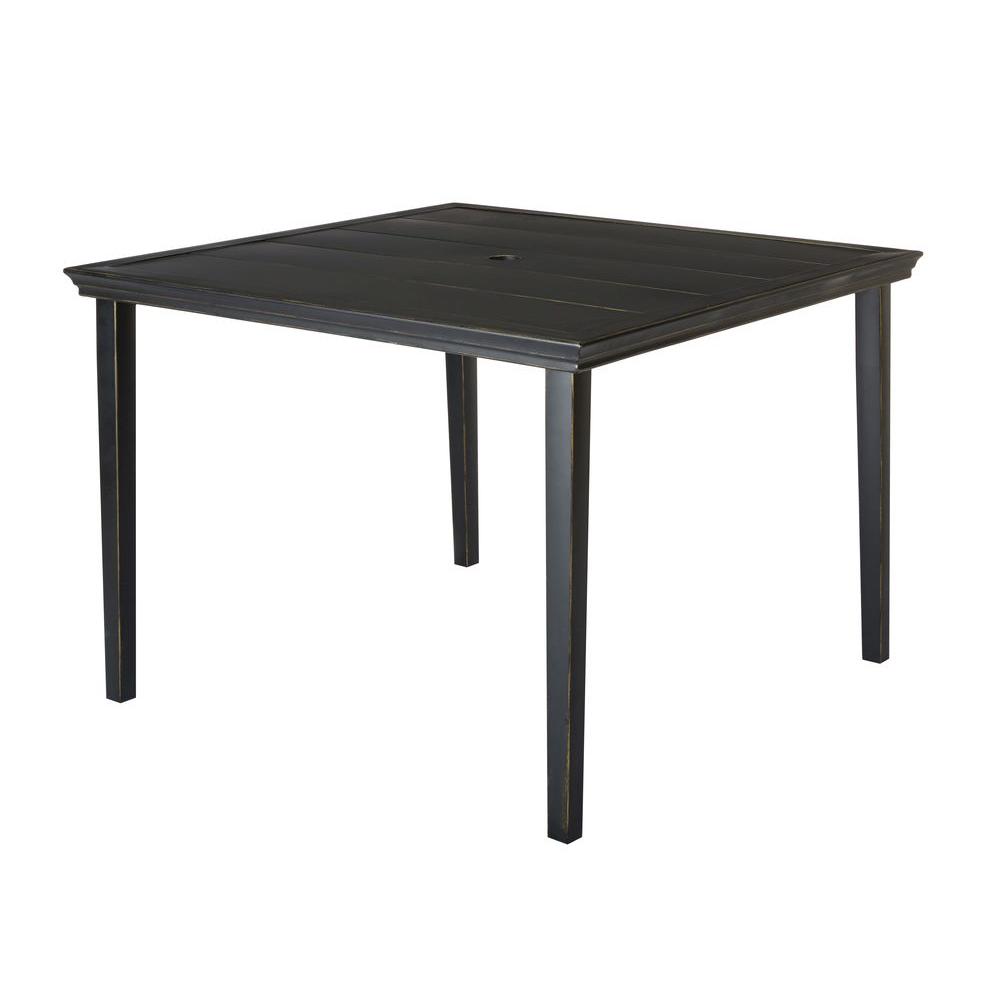 Hampton Bay Oak Heights Metal Square Outdoor Patio Dining Table-D12237