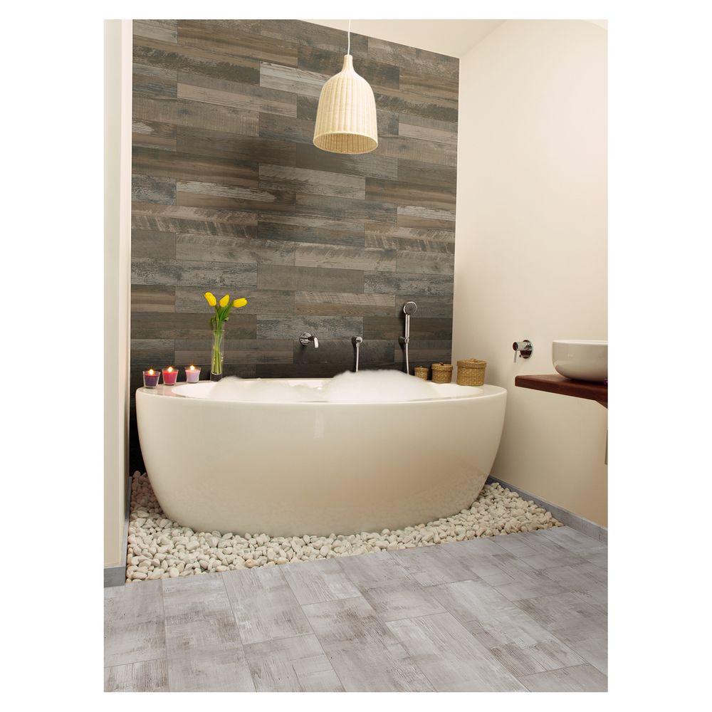 Marazzi Montagna Wood Weathered Gray 6 In X 24 In Porcelain