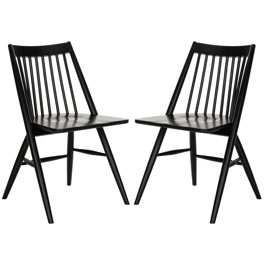 Safavieh Wren Black 19 In H Spindle Dining Chair Set Of 2 Dch1000a Set2 The Home Depot