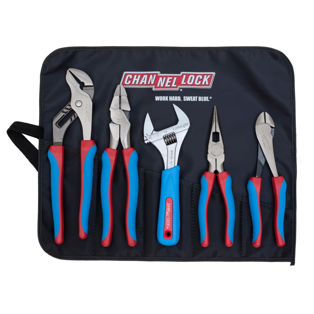 UPC 025582491817 product image for Channellock Plier and Adjustable Wrench Set with Tool Roll (5-Piece) | upcitemdb.com