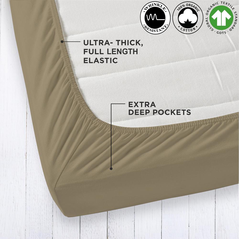 A1 Home Collections Organic Cotton Wrinkle Resistant Sand Queen A1 Home Collections Organic Cotton Wrinkle Resistant Sand Queen Ed Sheet Extra Deep Pockets
