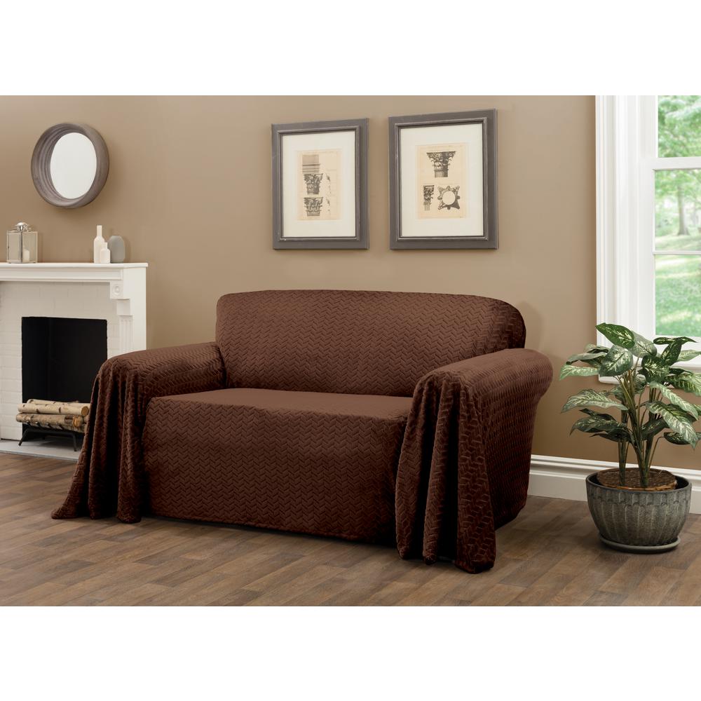 Innovative Textile Solutions Mason Chocolate Furniture Throw Loveseat Slipcover 9783608chocolate The Home Depot