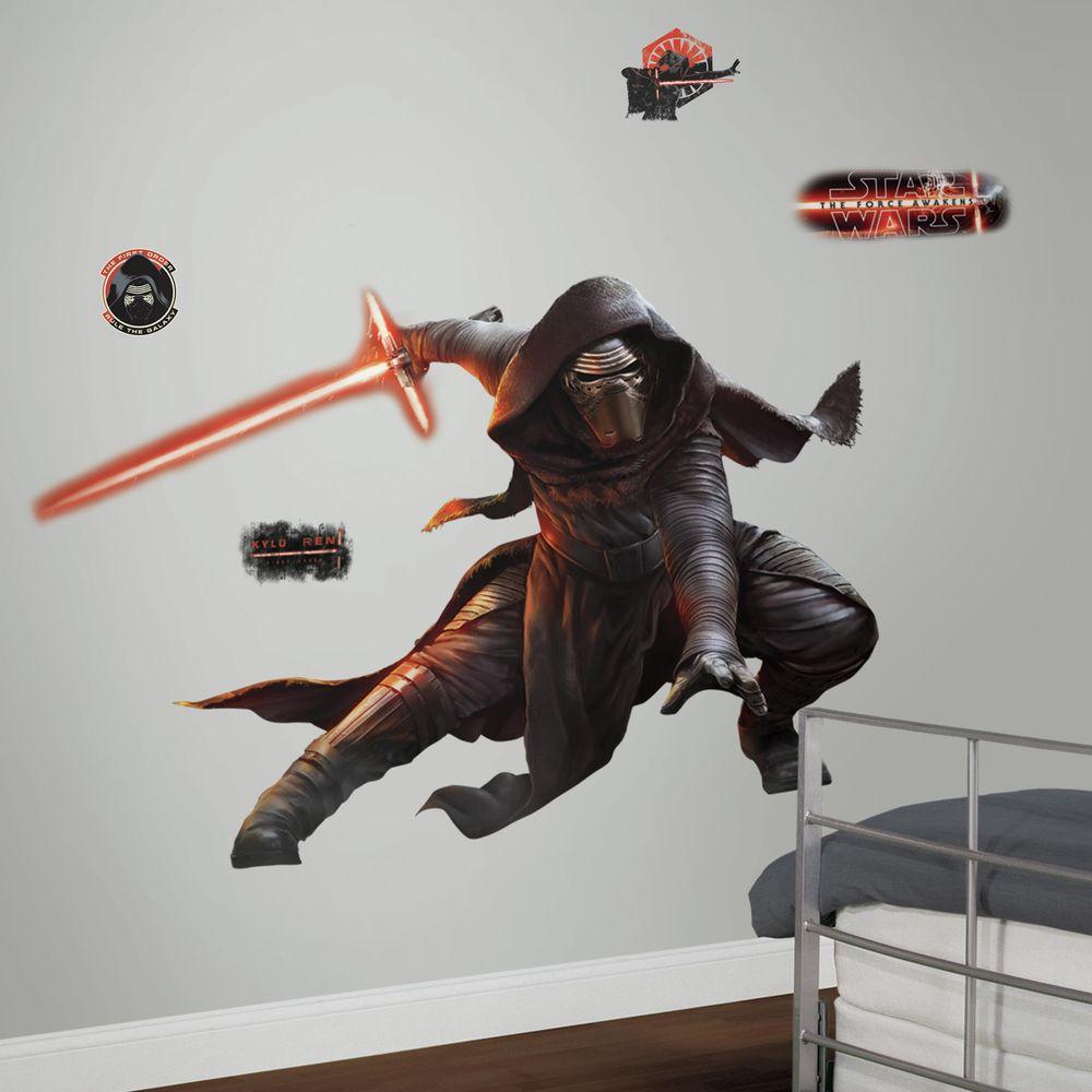 Roommates 2 5 In W X 27 In H Star Wars Ep Vii Kylo Ren 13 Piece Peel And Stick Giant Wall Decal With Glow In The Dark Rmk3148slm The Home Depot