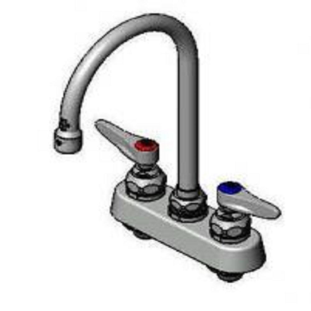 T&S Brass 4 inch 2-Handle Workboard Faucet in Chrome with Gooseneck Nozzle by T&S Brass