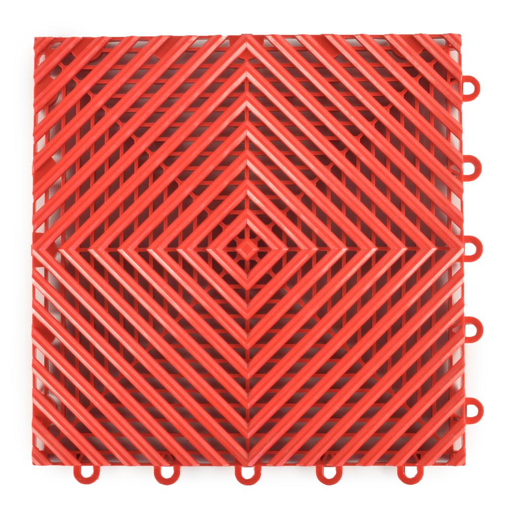 Greatmats Perforated Click 12 1 8 In X 12 1 8 In Red Plastic