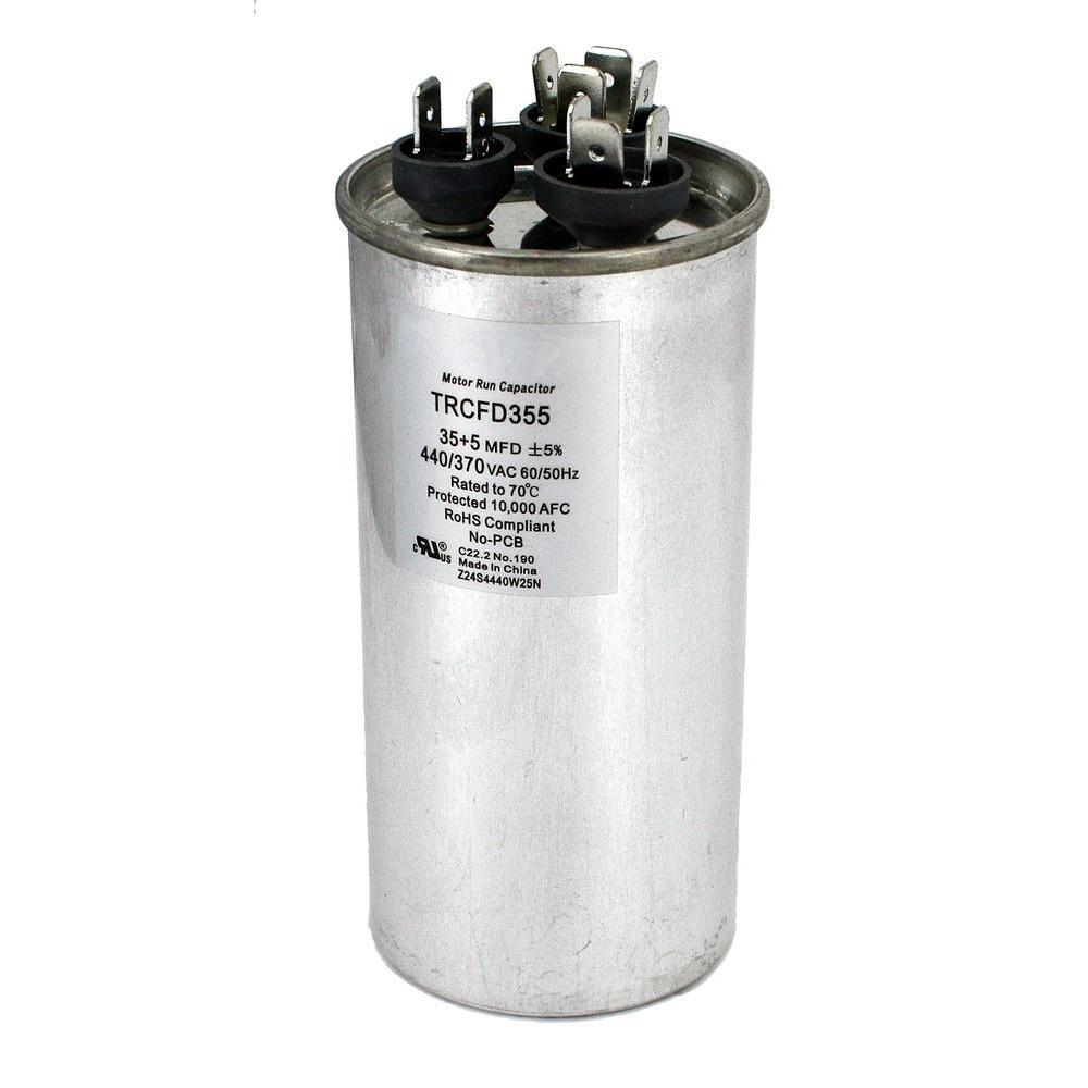 Packard 440 Volt 35 5 Mfd Dual Rated Motor Run Round Capacitor Packard 440 Volt 35 5 Mfd Dual Rated Motor Run Round Capacitor Trcfd355 The Home Depot