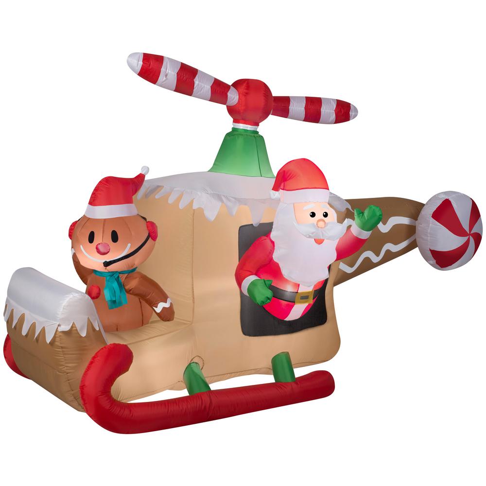Gemmy 4.5 ft. Inflatable Animated Gingerbread HelicopterG36678 The