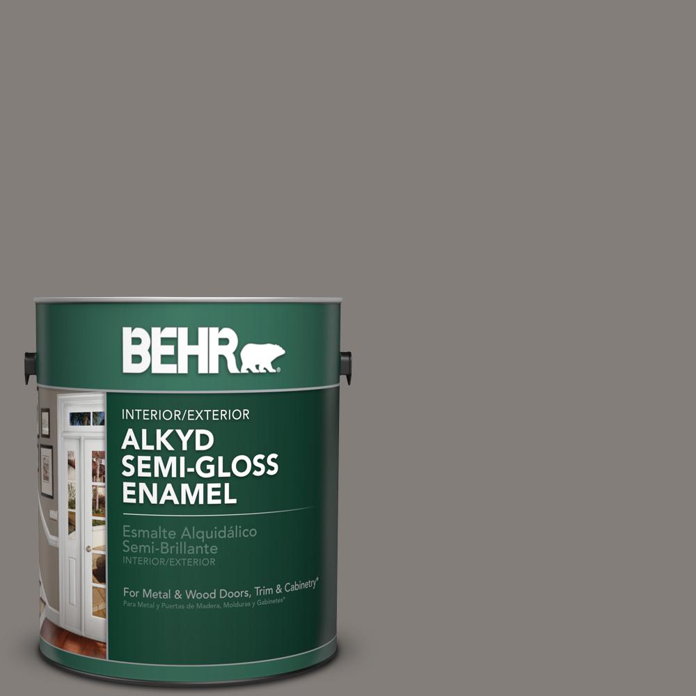 Behr 1 Gal Ppu18 17 Suede Gray Semi Gloss Enamel Alkyd Interior Ppu18 17 Suede Gray Semi Gloss Enamel Alkyd Interior Exterior Paint