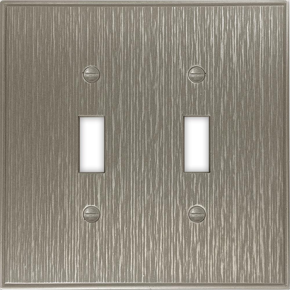 Hampton Bay Averly 2 Gang Toggle Metal Wall Plate Satin Nickel