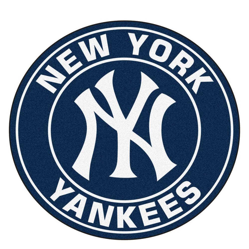 Fanmats Mlb New York Yankees Navy 2 Ft X 2 Ft Round Area Rug