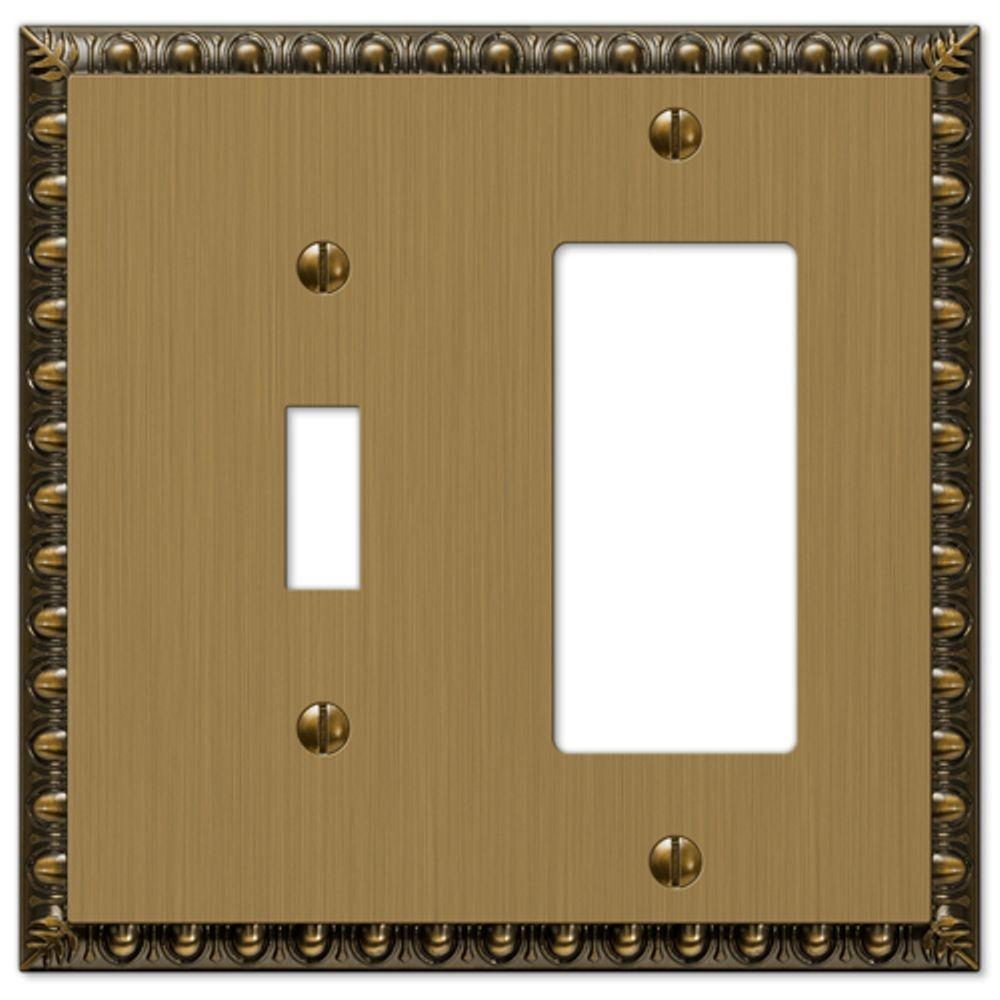 Amerelle Renaissance 1 Toggle and 1 Decora Wall Plate Brushed Brass