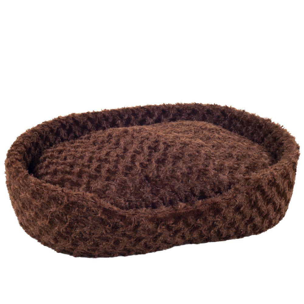 Paw Small Brown Cuddle Round Plush Pet Bed 80 07 S B The Home Depot Paw Small Brown Cuddle Round Plush Pet Bed