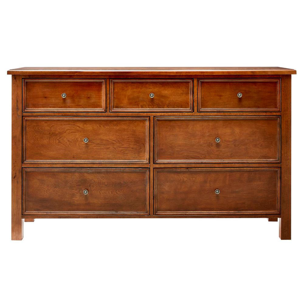 Stylewell Marford Walnut Finish 7 Drawer Dresser With Side Detail