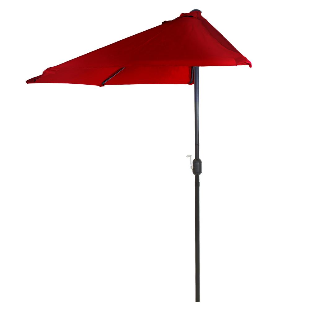 Pure Garden 9 Ft Half Round Patio Umbrella In Red M150054 The Home Depot