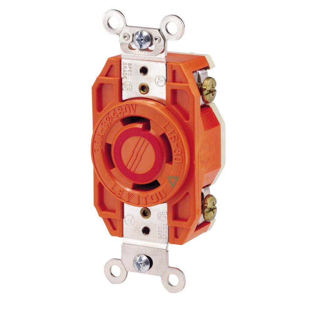 Leviton 30 Amp 480Volt 3Phase Flush Mounting Isolated Ground Locking