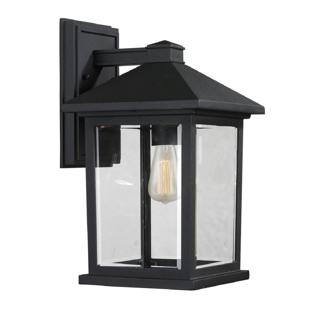 Filament Design Malone 1 Light Black Outdoor Wall Lantern Sconce Cli Jb037685 The Home Depot