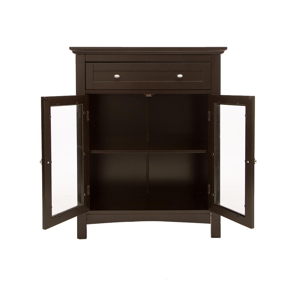 Glitzhome 32 11 In H Wooden Espresso Floor Storage Cabinet With