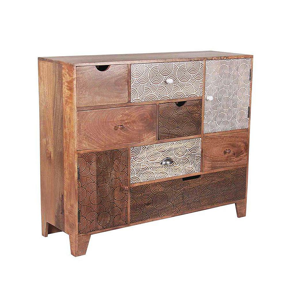Gloria Multi Drawer Sideboard Mango Wood With Screen Print Drawers
