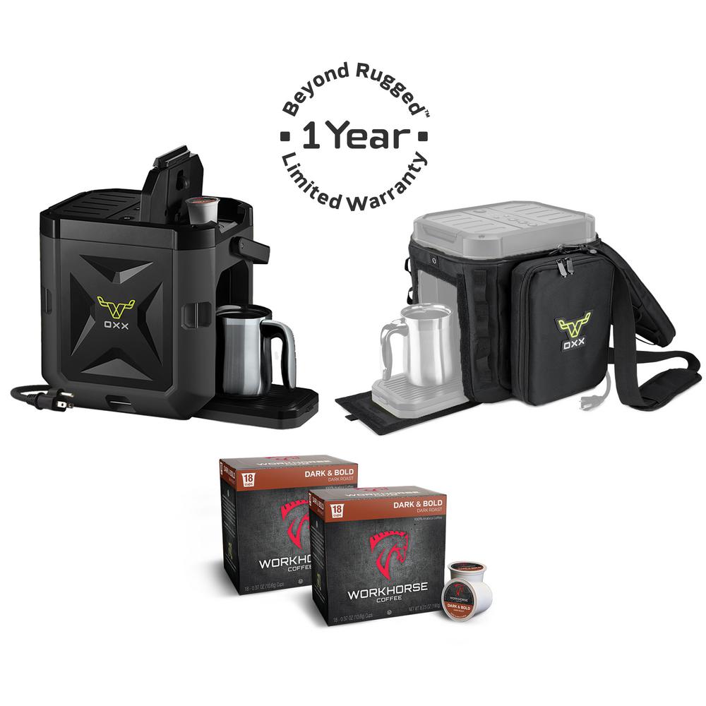OXX COFFEEBOXX Combo Kit Jobsite Single Serve Coffee Maker in Special Ops Black by OXX