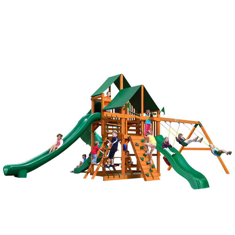 jungle fun complete wooden swing set