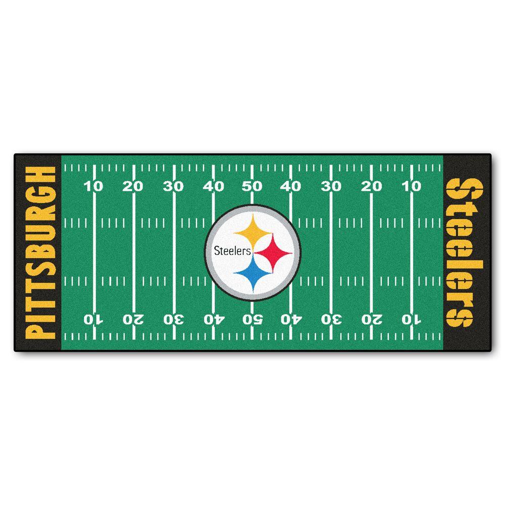 Fanmats Nfl Pittsburgh Steelers Green 3 Ft X 6 Ft Indoor Football Field Runner Rug