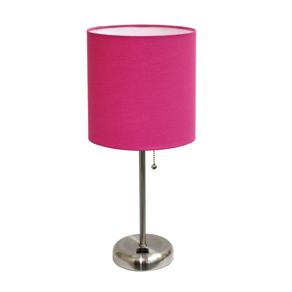 limelights stick lamp with charging outlet and fabric shade